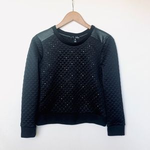 EUC AQUA Women’s Sweater Size XS Classic Pullover Studded Moto Quilted